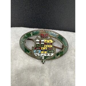 Vintage Canadian Shield Enamel Brass Brooch Providences